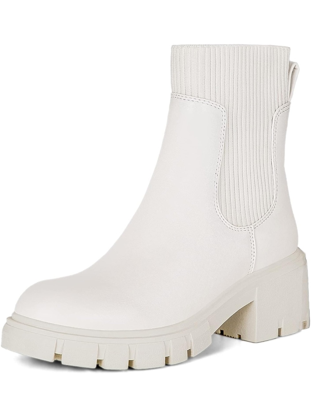 Women's White Chunky Chelsea Ankle Boot